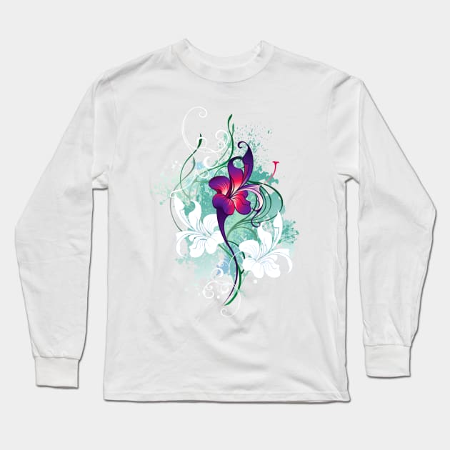 Purple flower ( Abstract flower ) Long Sleeve T-Shirt by Blackmoon9